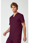Wine - Cherokee Cherokee WW Revolution Men's Scrub Top - Left Side View
