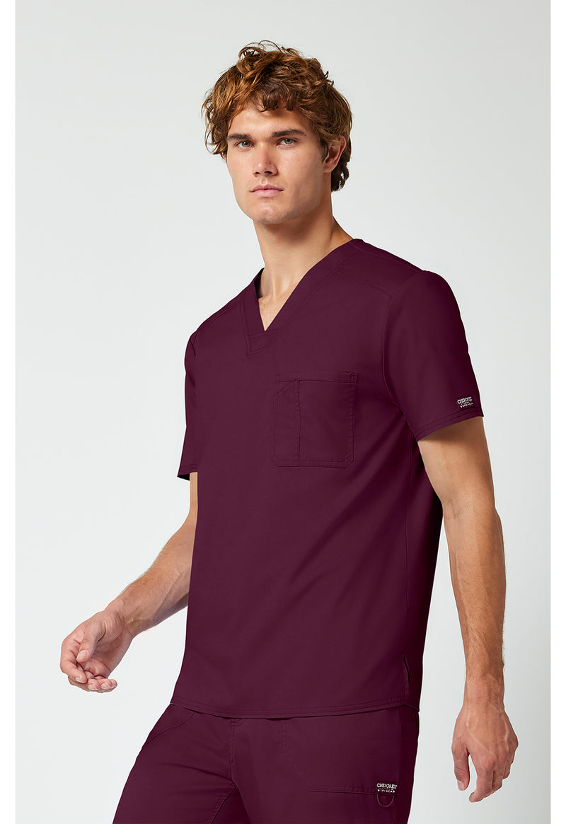 Wine - Cherokee Cherokee WW Revolution Men's Scrub Top - Left Side View