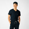 Black - Landau Men's Scrub Tops - Front View