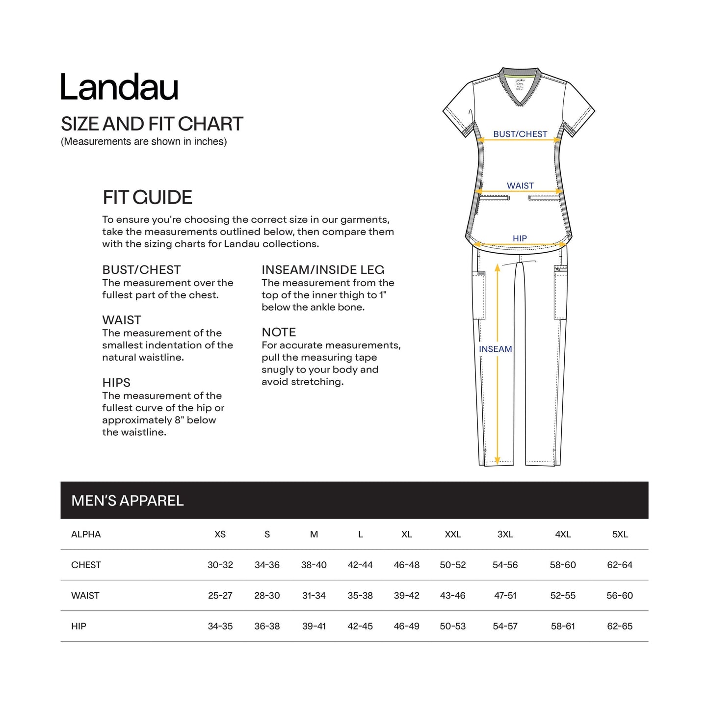 Landau ProFlex Men's 2-Pocket V-Neck Scrub Top