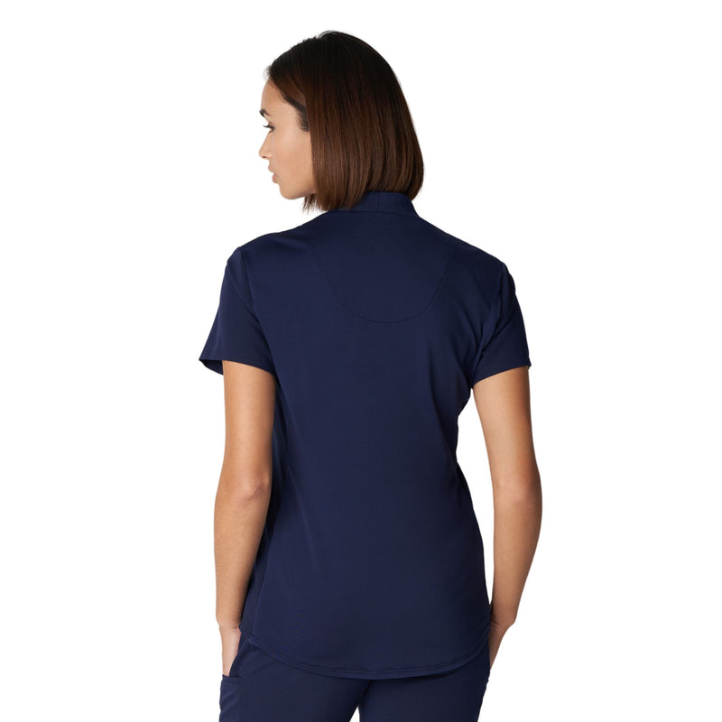 Navy - White Cross V-Tess Unisex 2-Pocket V-Neck Scrub Top - Back View