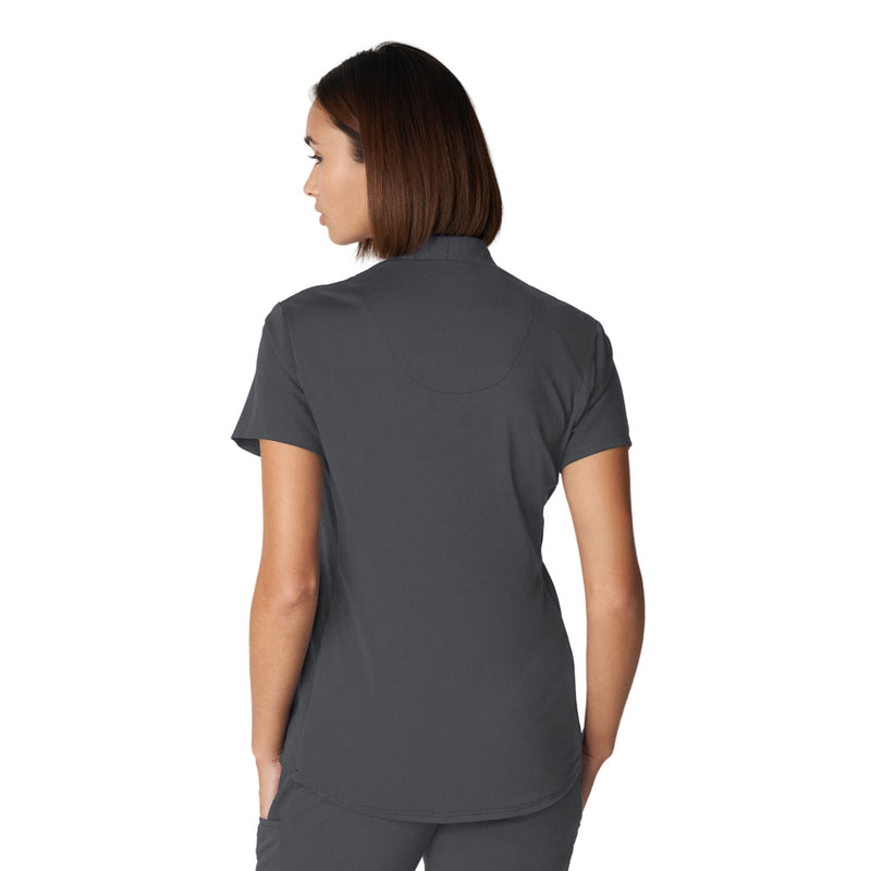 Dark Pewter - White Cross V-Tess Unisex 2-Pocket V-Neck Scrub Top - Back View