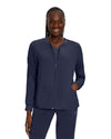 Navy - White Cross FIT Women's 2-Pocket Mesh Warm-Up Scrub Jacket - Front View