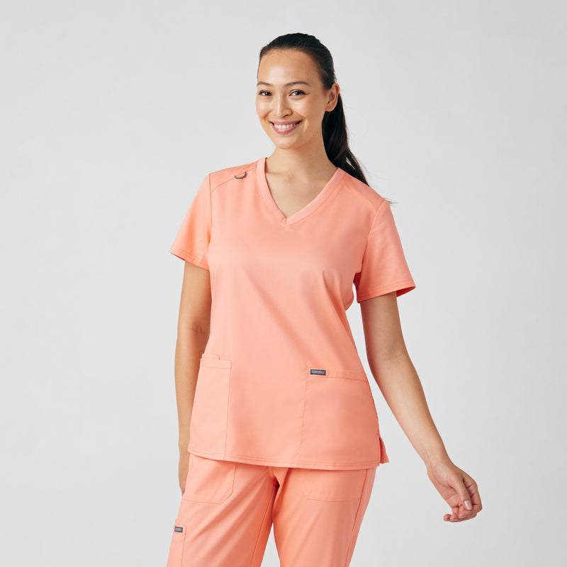 Desert Flower - Landau ProFlex Women's 3 Pocket V-Neck Rib-Knit Scrub Top for Nursing
