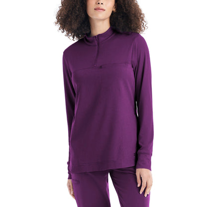 White Cross CRFT Women's 3-Pocket Quarter-Zip Mock Neck Pullover Scrub Top Sale