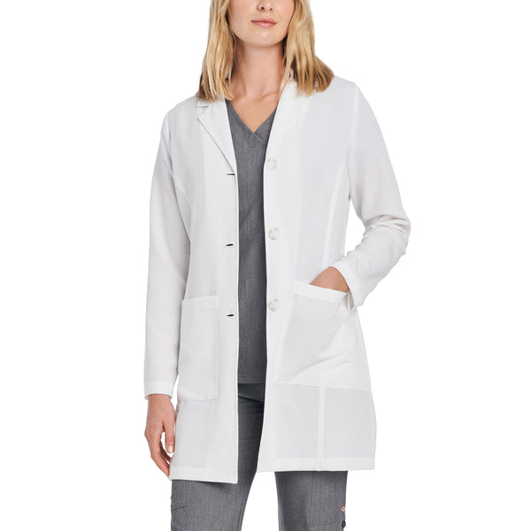 Women's 4 Pocket V-Tess Mid-Length Tablet Lab Coat
