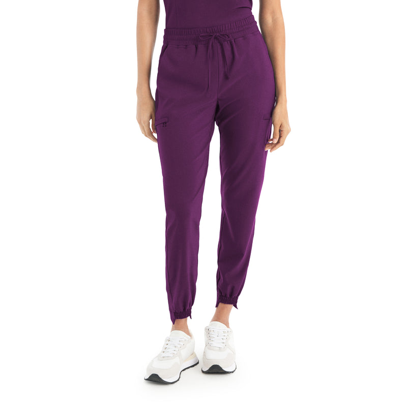 Sugar Plum/Black - White Cross CRFT Women's Jogger Scrub Pant - Front View