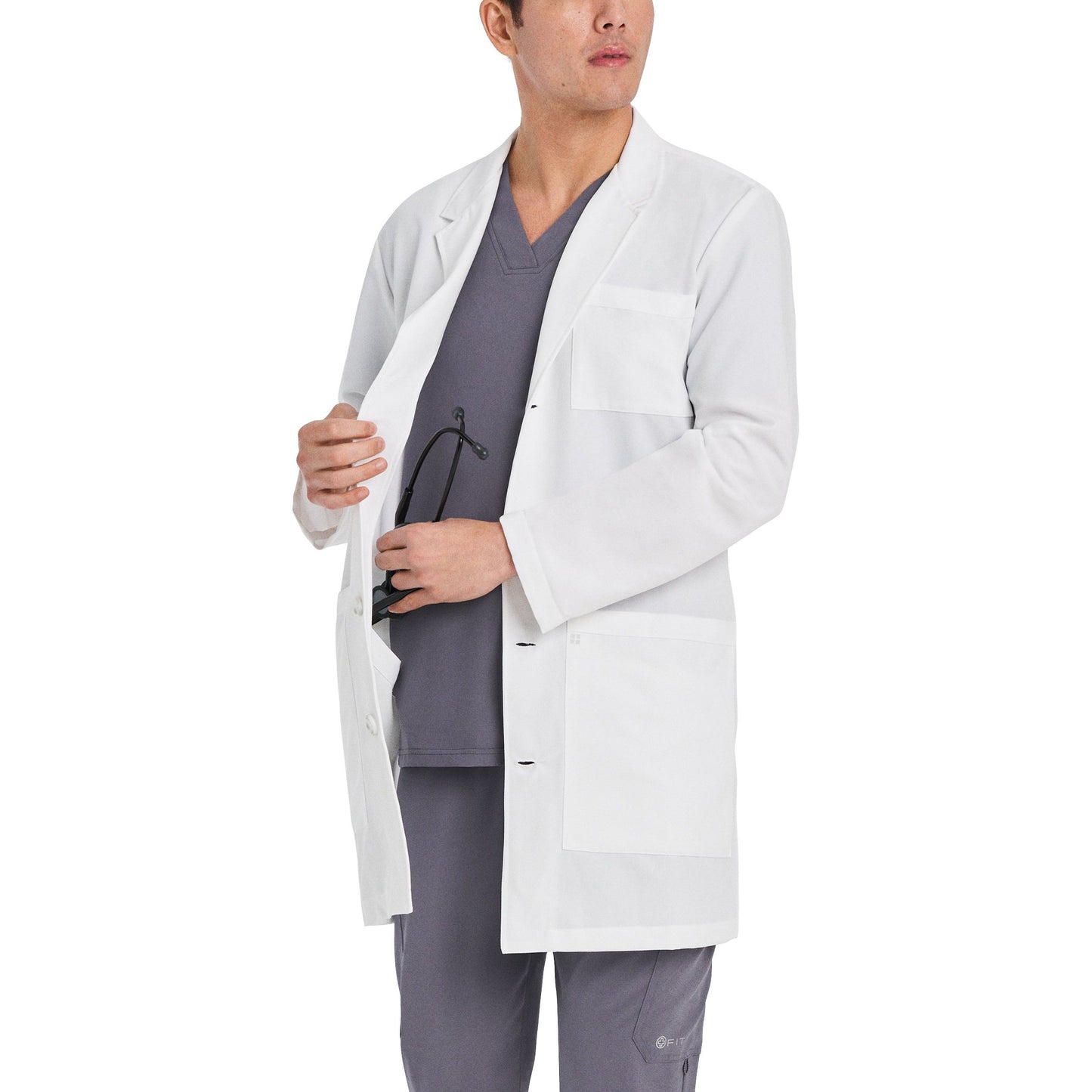 White Cross V-Tess Men's 5-Pocket Full-Length Tablet White Coat