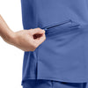 Electric Purple - White Cross 2-Pocket V-Neck Scrub Top - Detail View