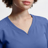 Electric Purple - White Cross 2-Pocket V-Neck Scrub Top - Detail View