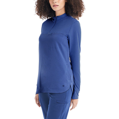 White Cross CRFT Women's 3-Pocket Quarter-Zip Mock Neck Pullover Scrub Top Sale
