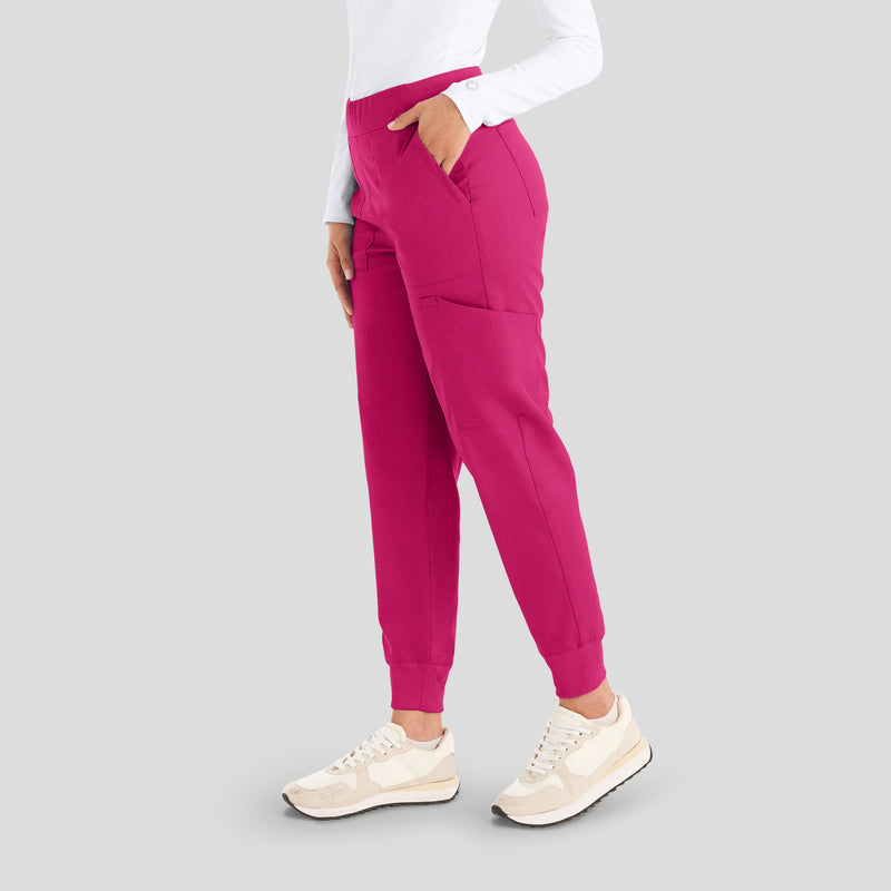 Bright Rose - Landau ProFlex Women's 6 Pocket Cargo Jogger Scrub Pant for Nursing